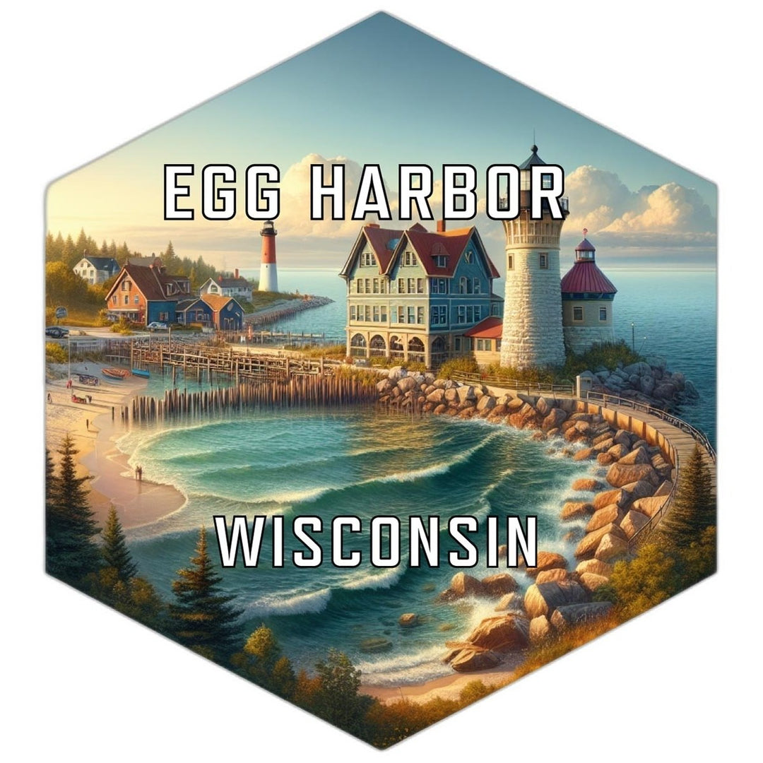 Egg Harbor Wisconsin Souvenir Travel Destination Die Cut Hexagon Fridge Magnet Image 1