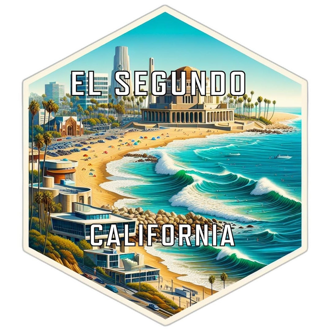 El Segundo California Souvenir Travel Destination Die Cut Hexagon Fridge Magnet Image 1