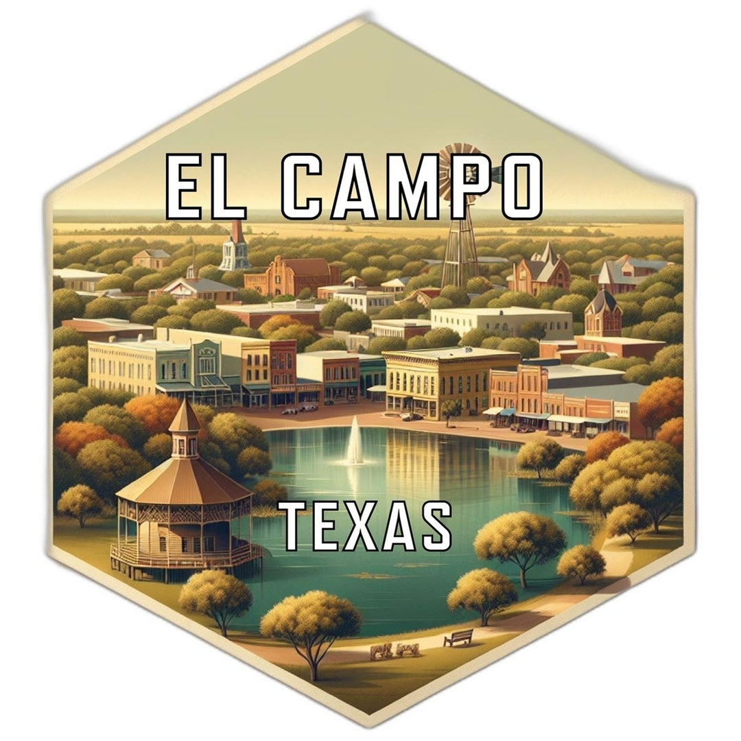 El Campo Texas Souvenir Travel Destination Die Cut Hexagon Fridge Magnet Image 1