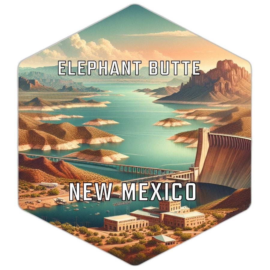 Elephant Butte Mexico Souvenir Travel Destination Die Cut Hexagon Fridge Magnet Image 1