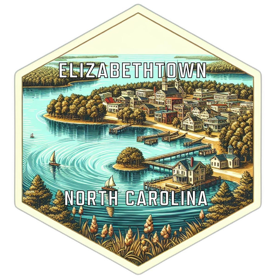 Elizabethtown North Carolina Souvenir Travel Destination Die Cut Hexagon Fridge Magnet Image 1