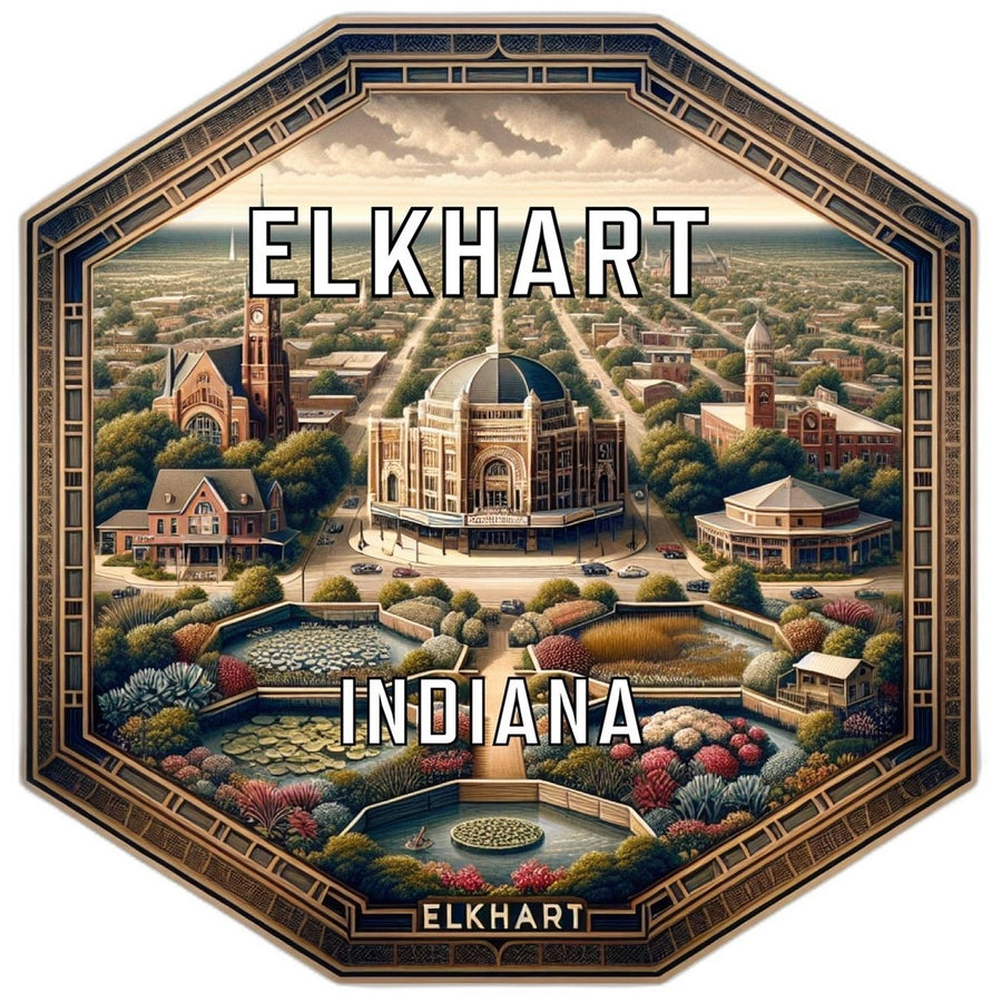 Elkhart Indiana Souvenir Travel Destination Die Cut Hexagon Fridge Magnet Image 1