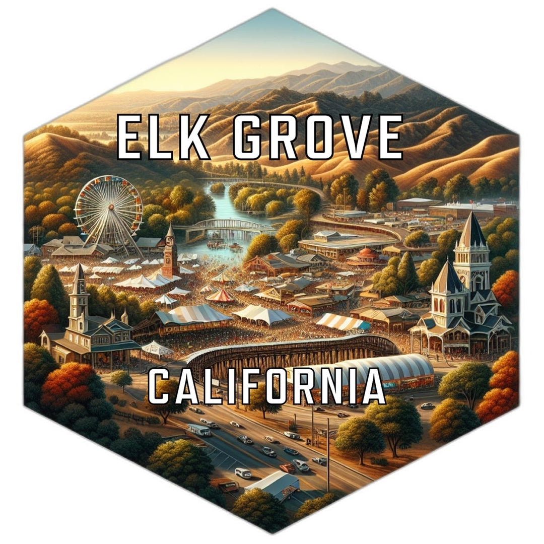 Elk Grove California Souvenir Travel Destination Die Cut Hexagon Fridge Magnet Image 1