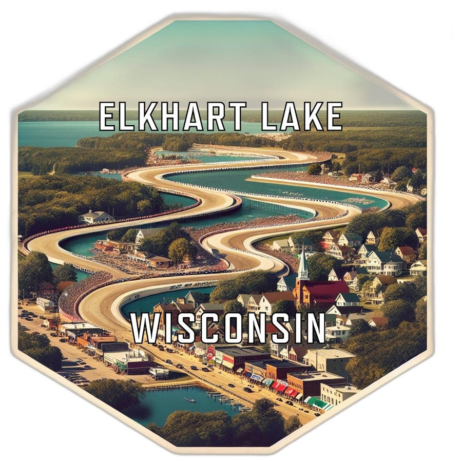 Elkhart Lake Wisconsin Souvenir Travel Destination Die Cut Hexagon Fridge Magnet Image 1