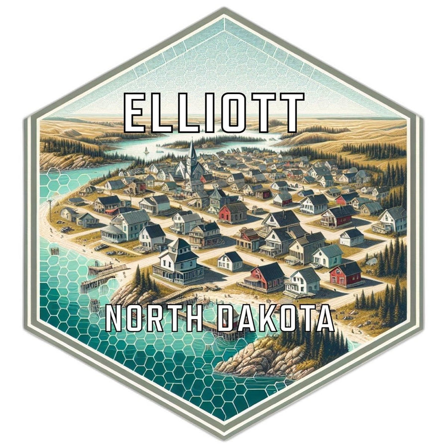 Elliott North Dakota Souvenir Travel Destination Die Cut Hexagon Fridge Magnet Image 1