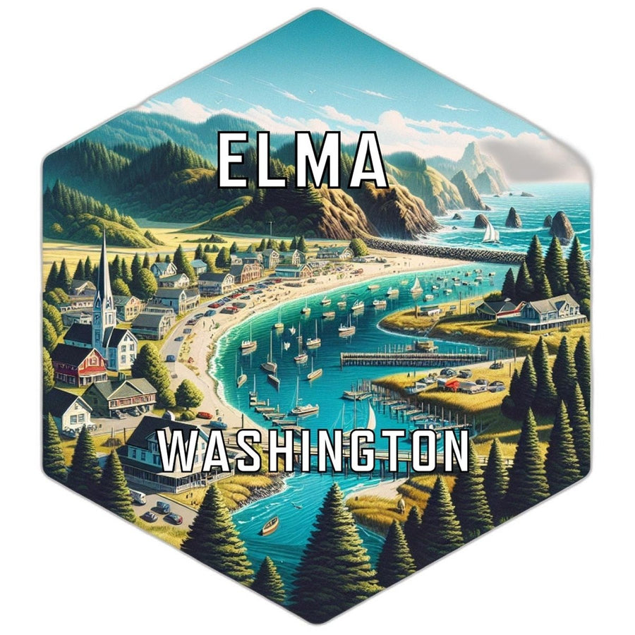 Elma Washington Souvenir Travel Destination Die Cut Hexagon Fridge Magnet Image 1