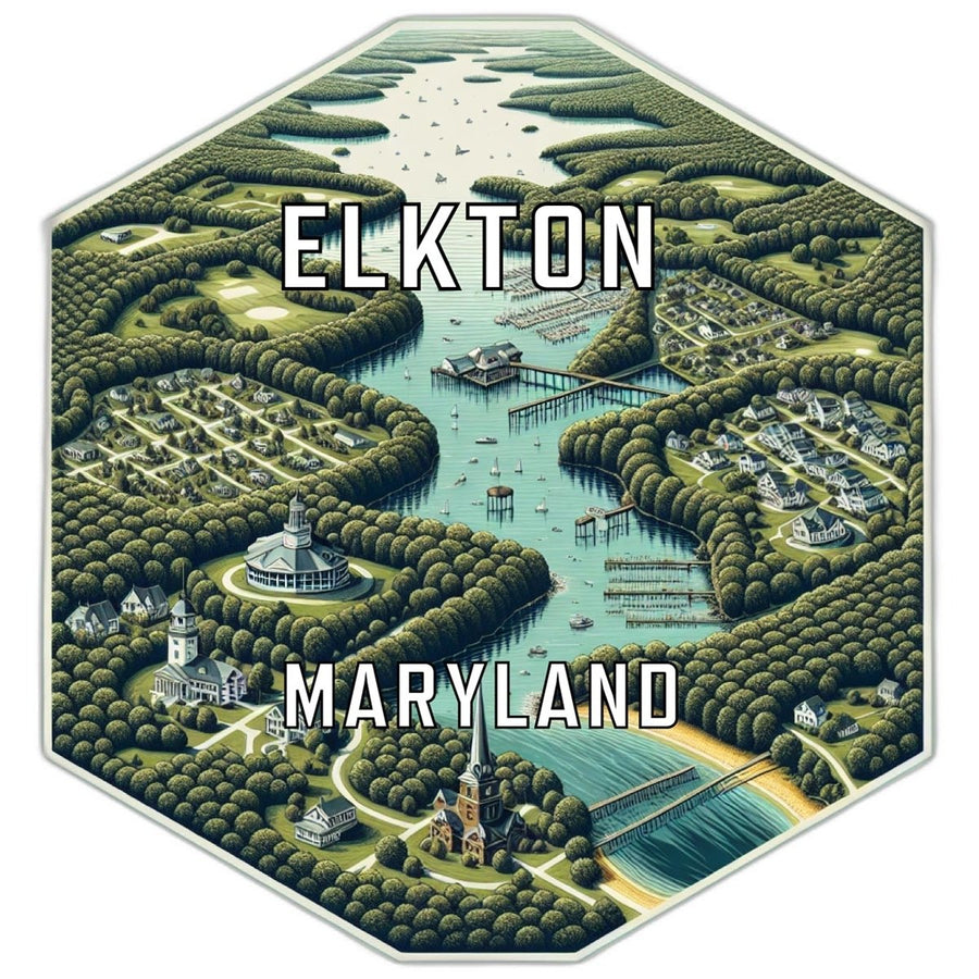 Elkton Maryland Souvenir Travel Destination Die Cut Hexagon Fridge Magnet Image 1