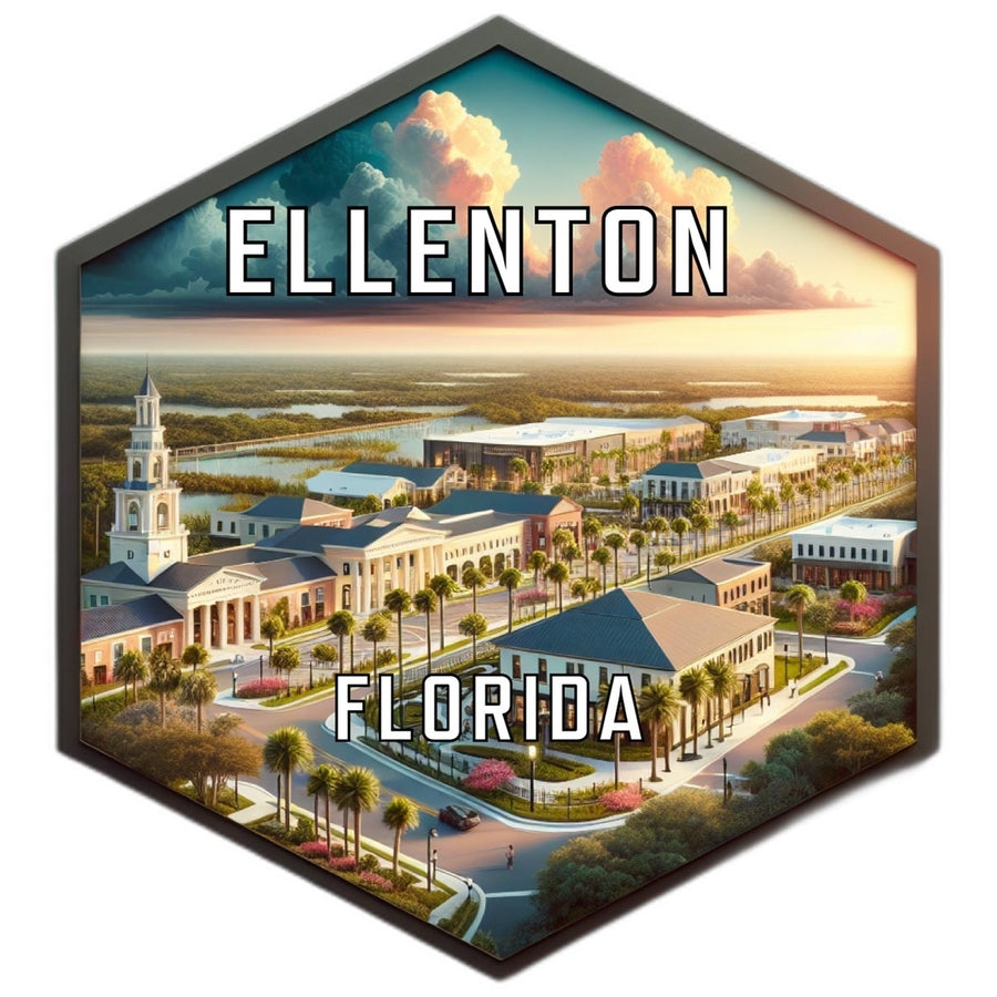 Ellenton Florida Souvenir Travel Destination Die Cut Hexagon Fridge Magnet Image 1