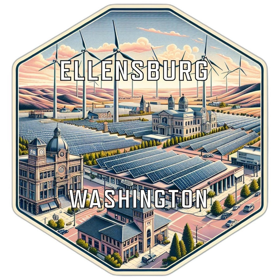 Ellensburg Washington Souvenir Travel Destination Die Cut Hexagon Fridge Magnet Image 1