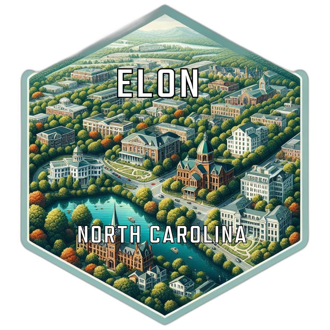 Elon North Carolina Souvenir Travel Destination Die Cut Hexagon Fridge Magnet Image 1