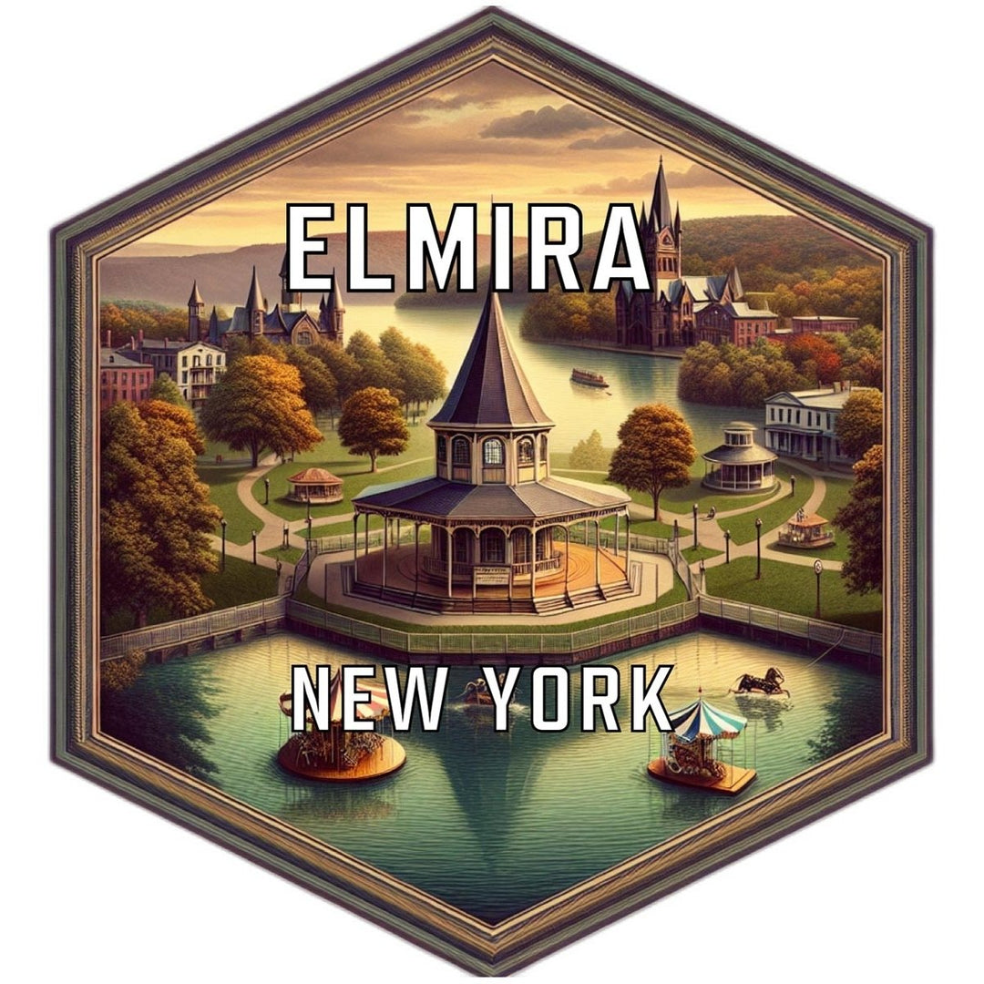 Elmira York Souvenir Travel Destination Die Cut Hexagon Fridge Magnet Image 1