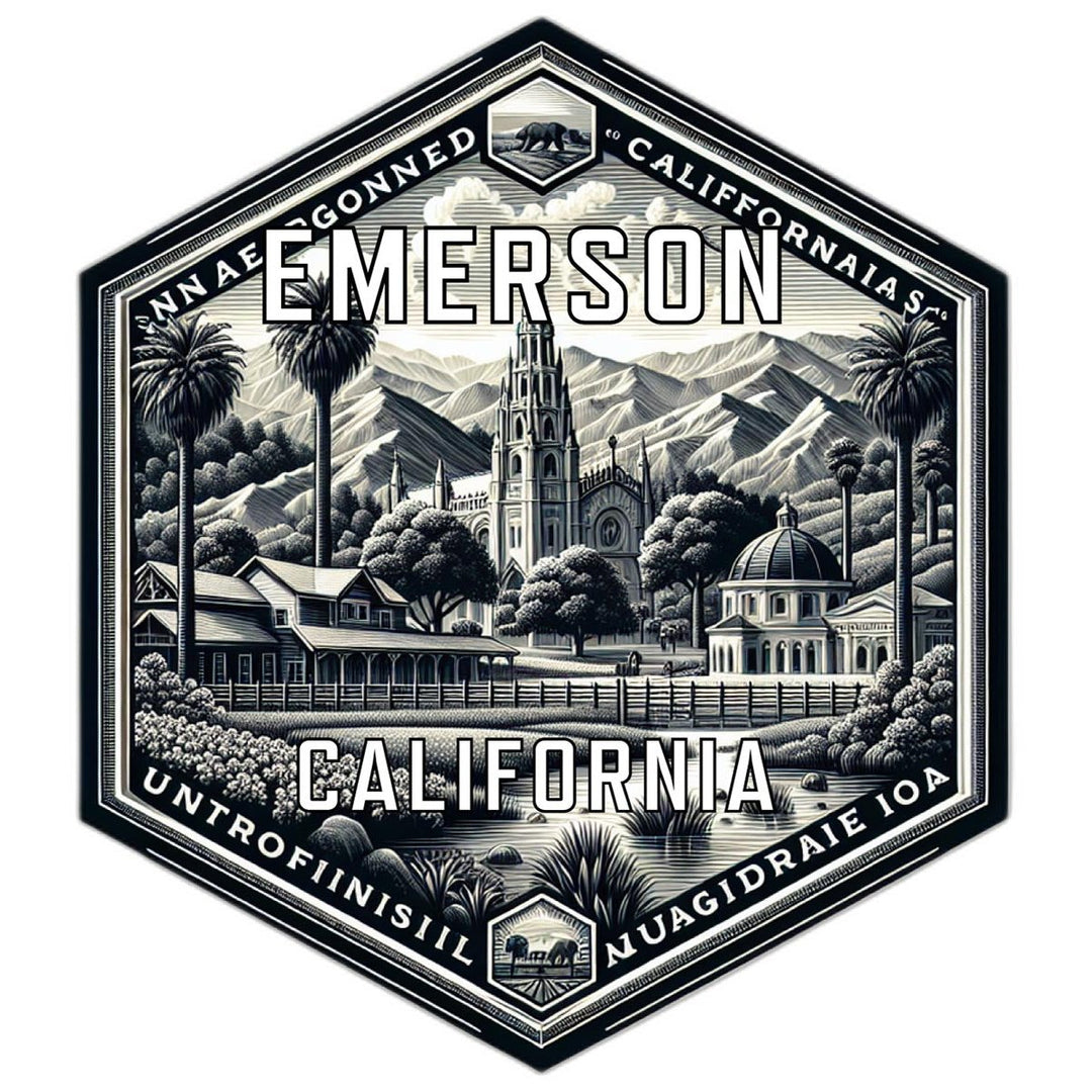 Emerson California Souvenir Travel Destination Die Cut Hexagon Fridge Magnet Image 1