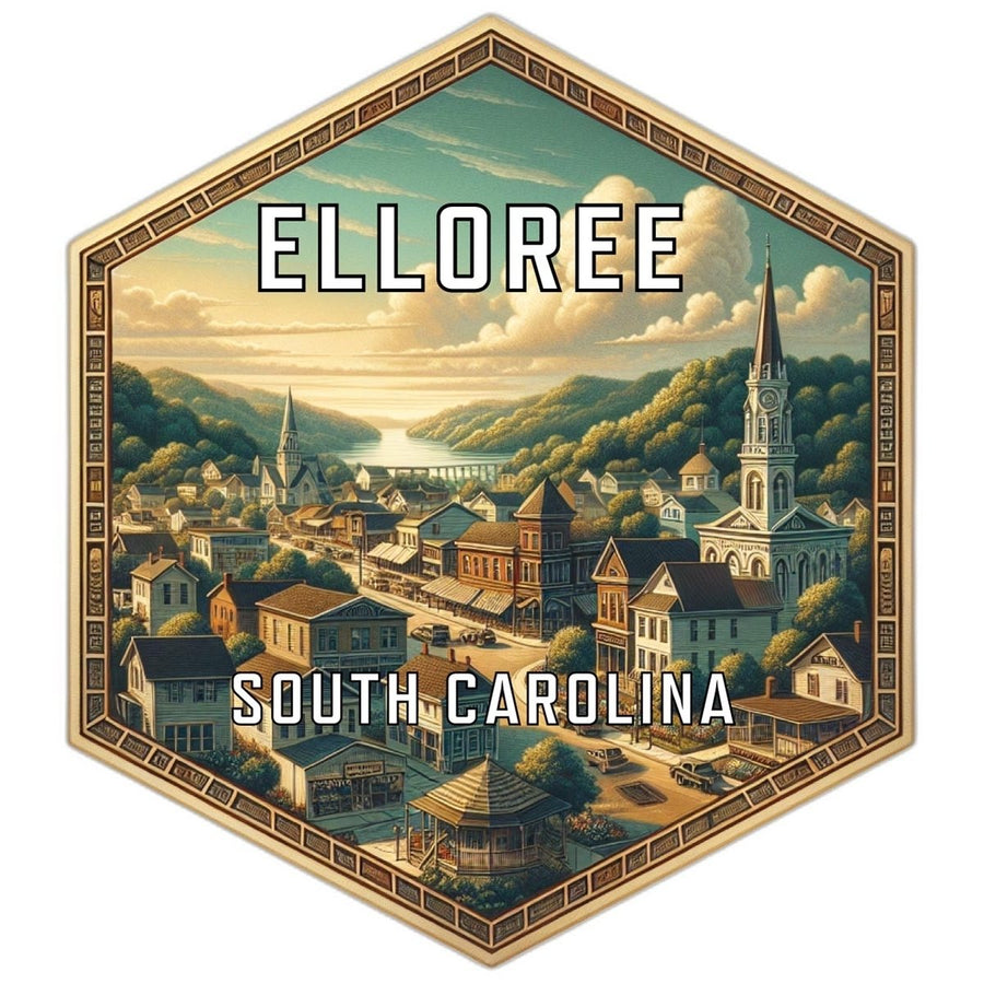 Elloree South Carolina Souvenir Travel Destination Die Cut Hexagon Fridge Magnet Image 1