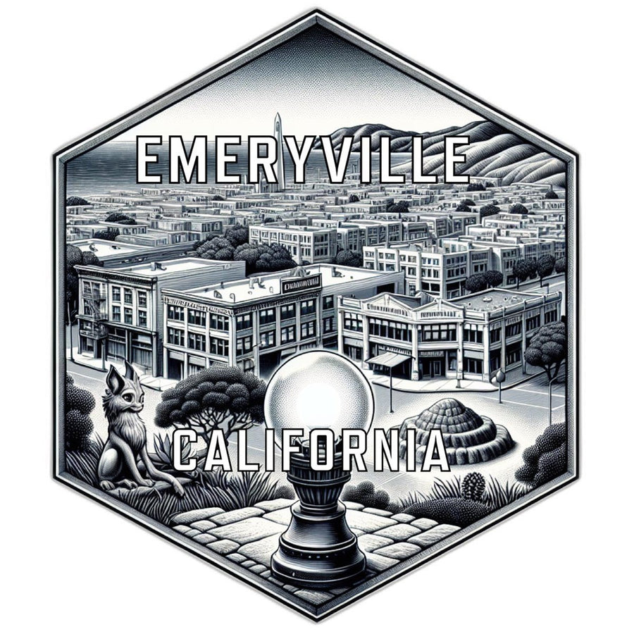 Emeryville California Souvenir Travel Destination Die Cut Hexagon Fridge Magnet Image 1