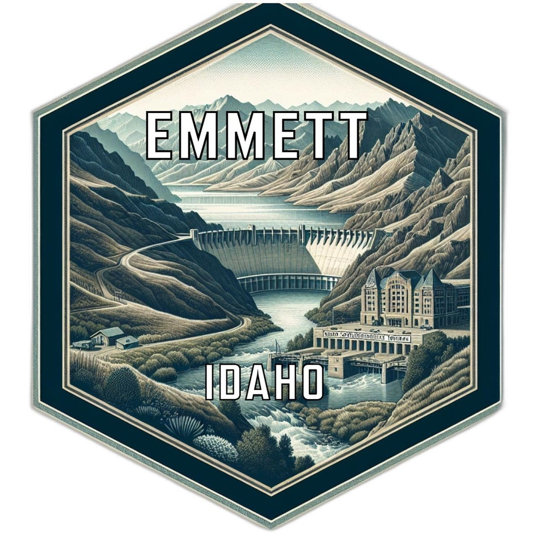 Emmett Idaho Souvenir Travel Destination Die Cut Hexagon Fridge Magnet Image 1