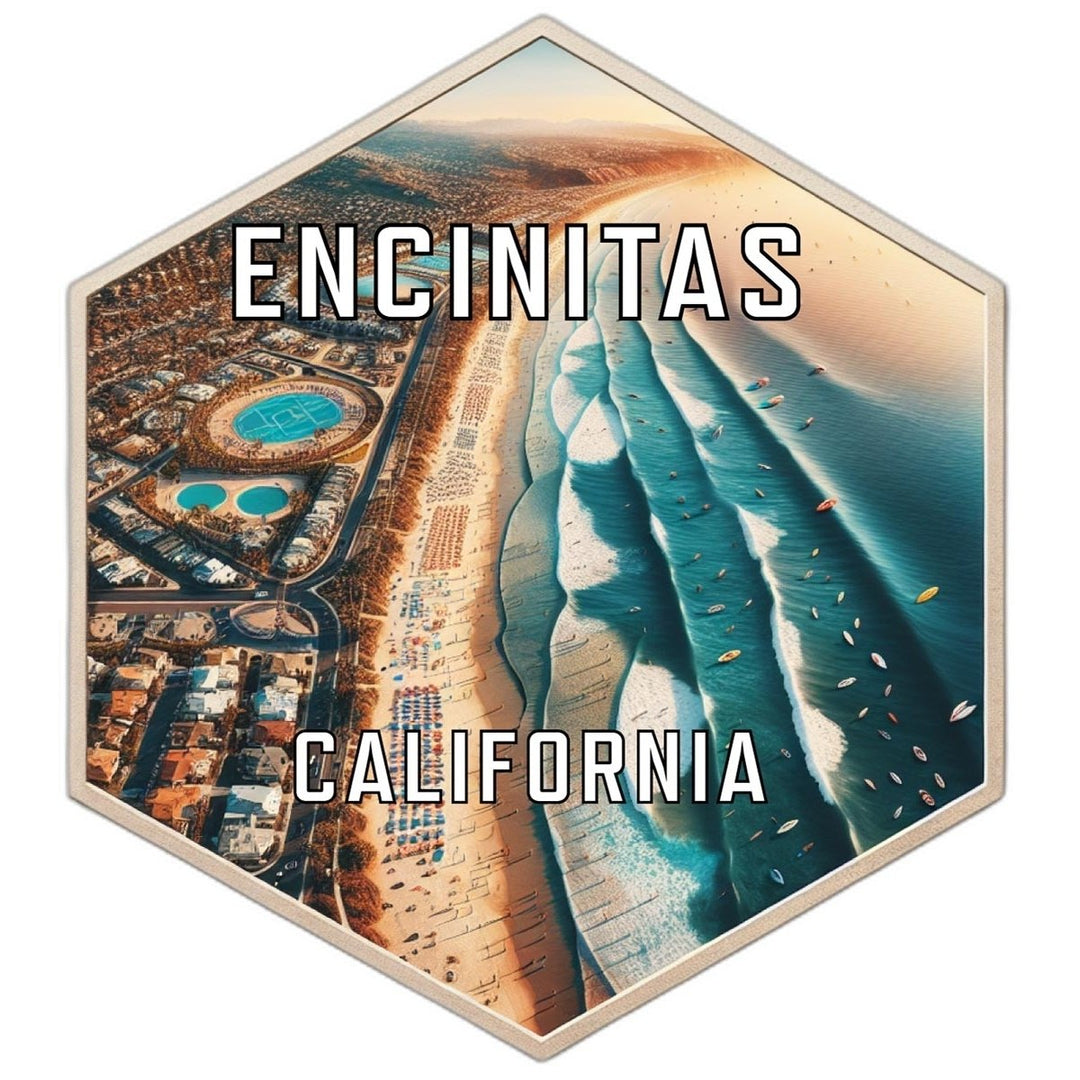 Encinitas California Souvenir Travel Destination Die Cut Hexagon Fridge Magnet Image 1