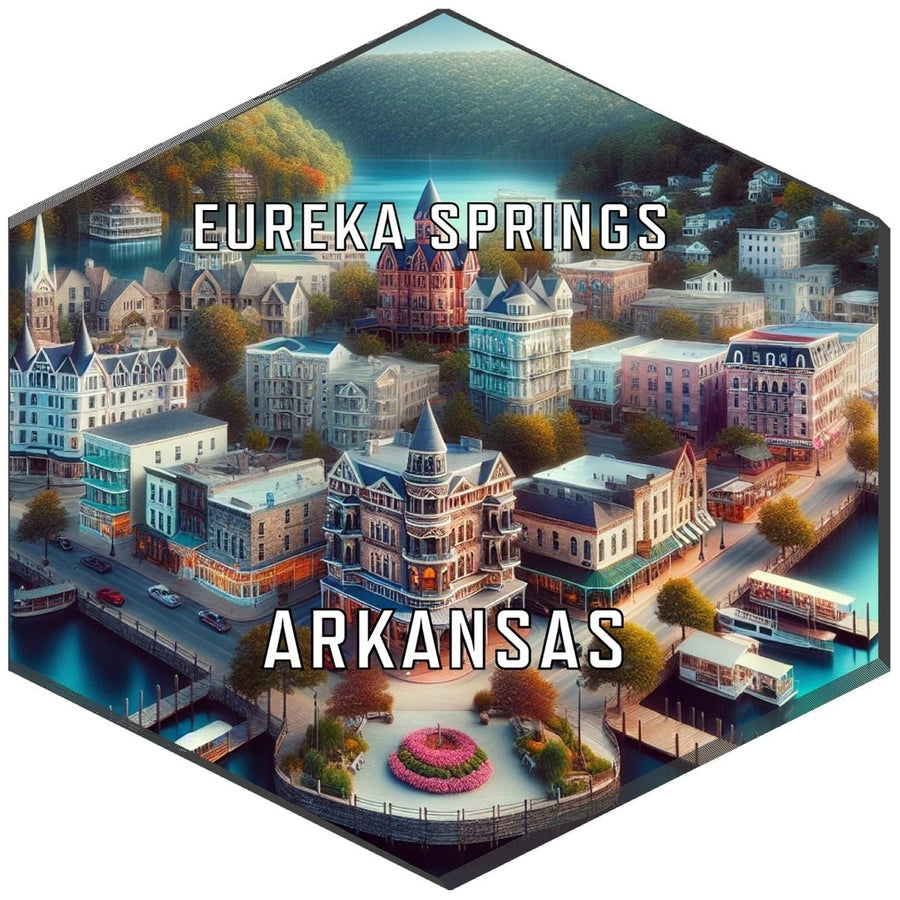 Eureka Springs Arkansas Souvenir Travel Destination Die Cut Hexagon Fridge Magnet Image 1