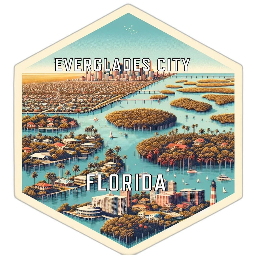 Everglades City Florida Souvenir Travel Destination Die Cut Hexagon Fridge Magnet Image 1