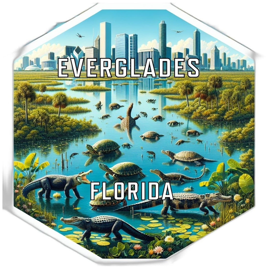 Everglades Florida Souvenir Travel Destination Die Cut Hexagon Fridge Magnet Image 1