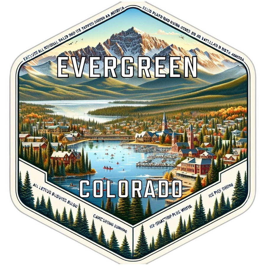 Evergreen Colorado Souvenir Travel Destination Die Cut Hexagon Fridge Magnet Image 1