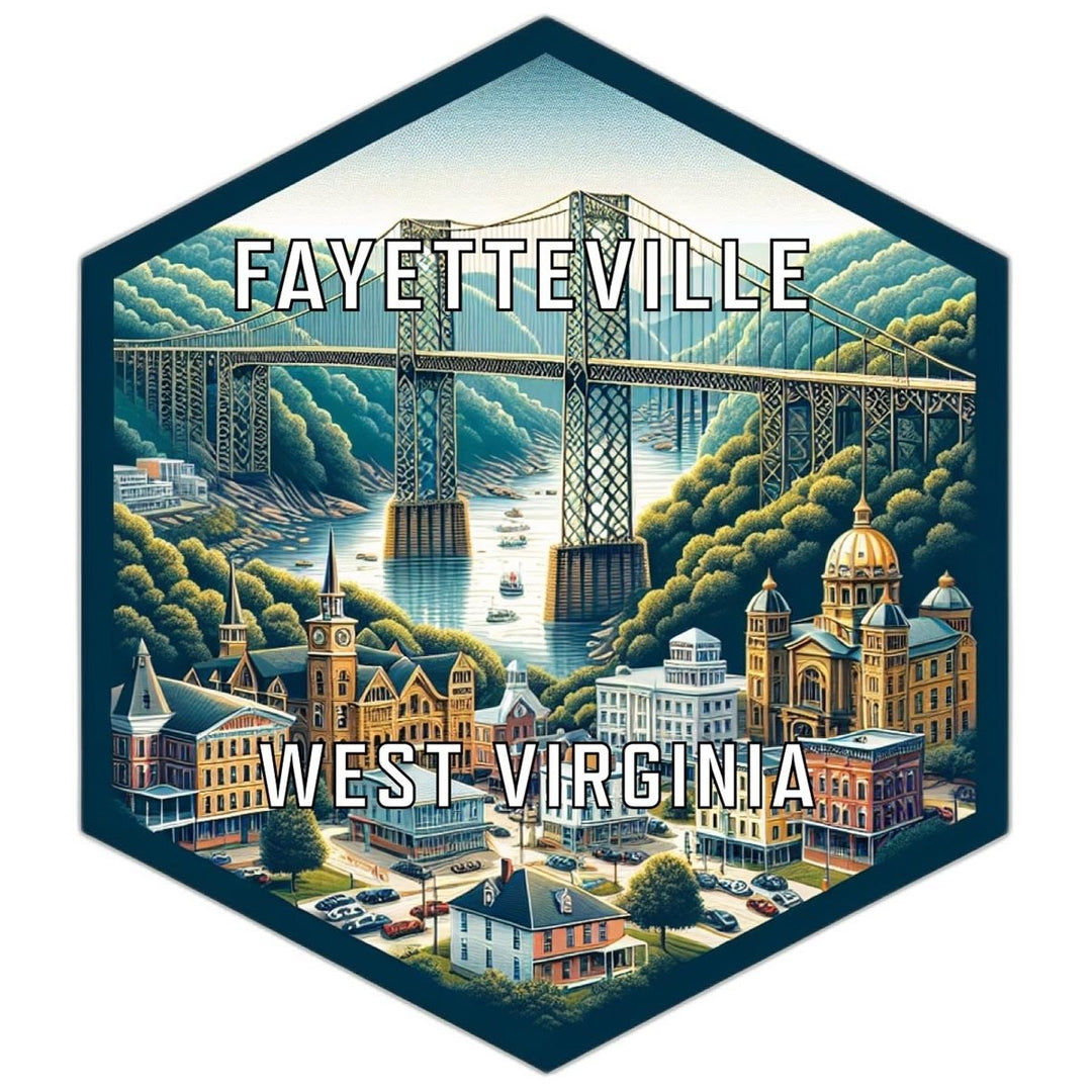 Fayetteville West Virginia Souvenir Travel Destination Die Cut Hexagon Fridge Magnet Image 1