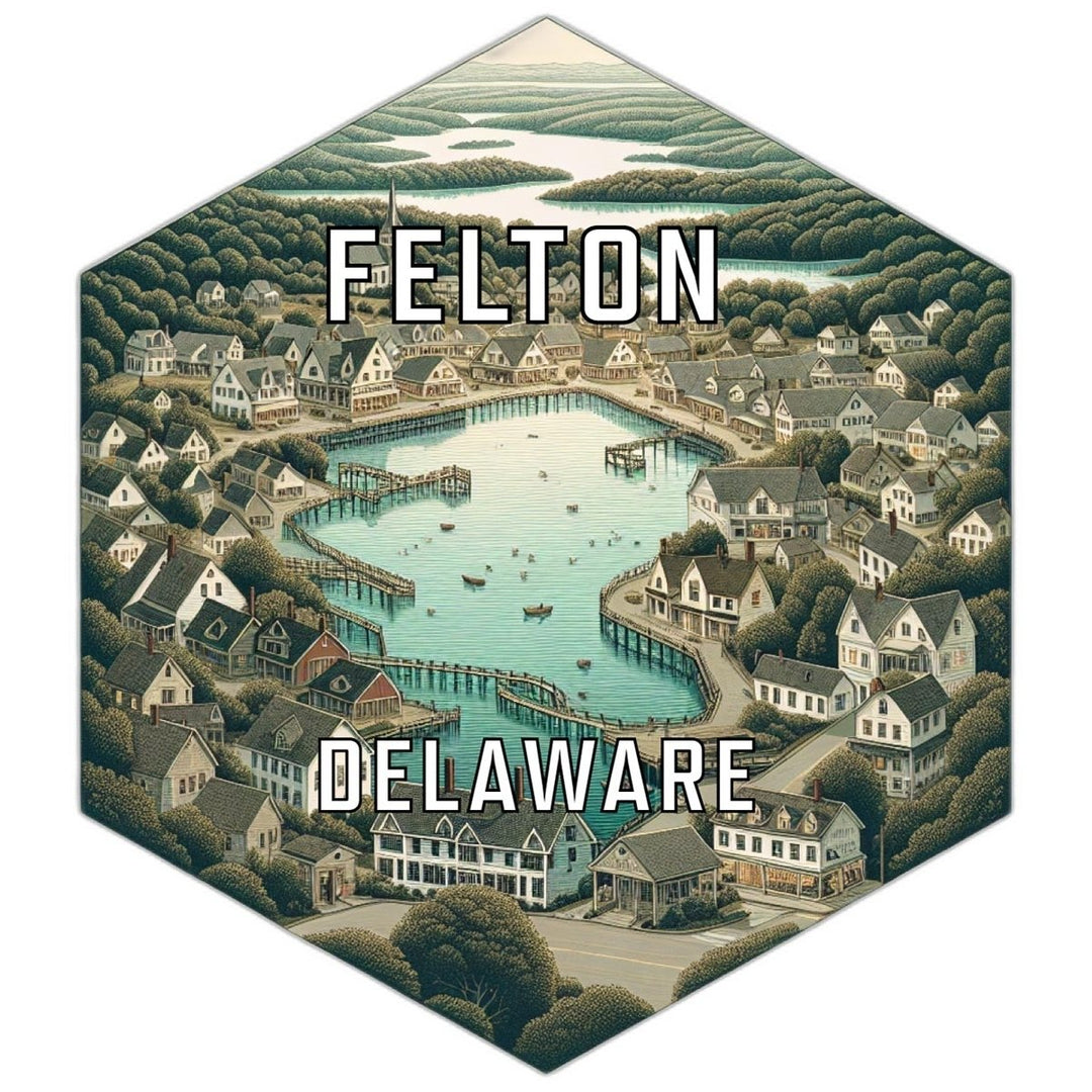 Felton Delaware Souvenir Travel Destination Die Cut Hexagon Fridge Magnet Image 1