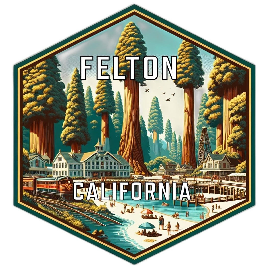 Felton California Souvenir Travel Destination Die Cut Hexagon Fridge Magnet Image 1