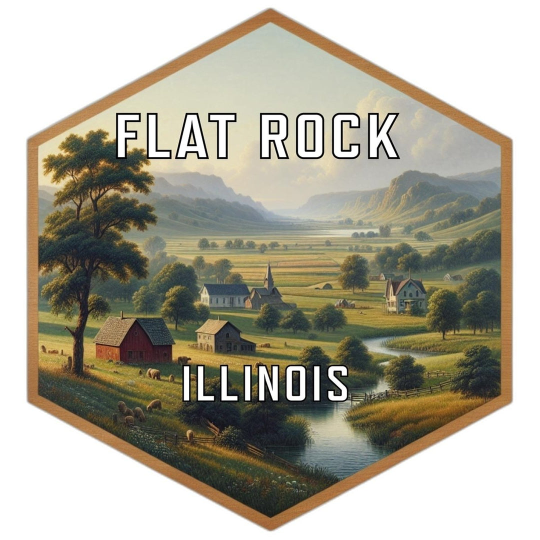 Flat Rock Illinois Souvenir Travel Destination Die Cut Hexagon Fridge Magnet Image 1