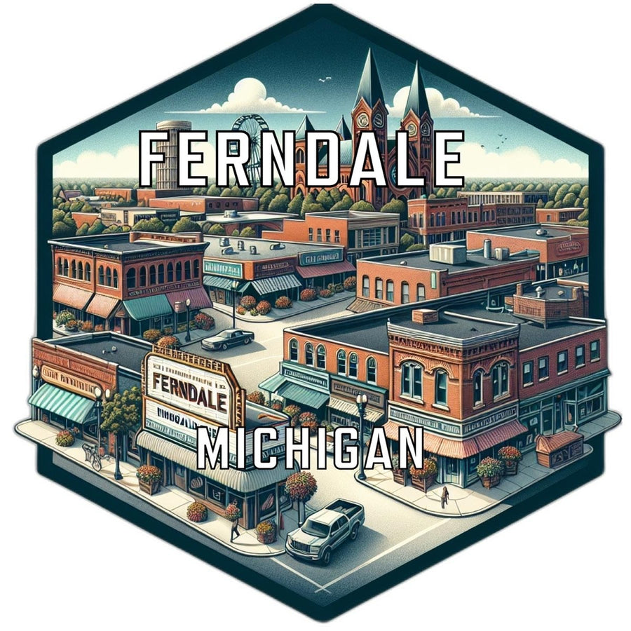 Ferndale Michigan Souvenir Travel Destination Die Cut Hexagon Fridge Magnet Image 1