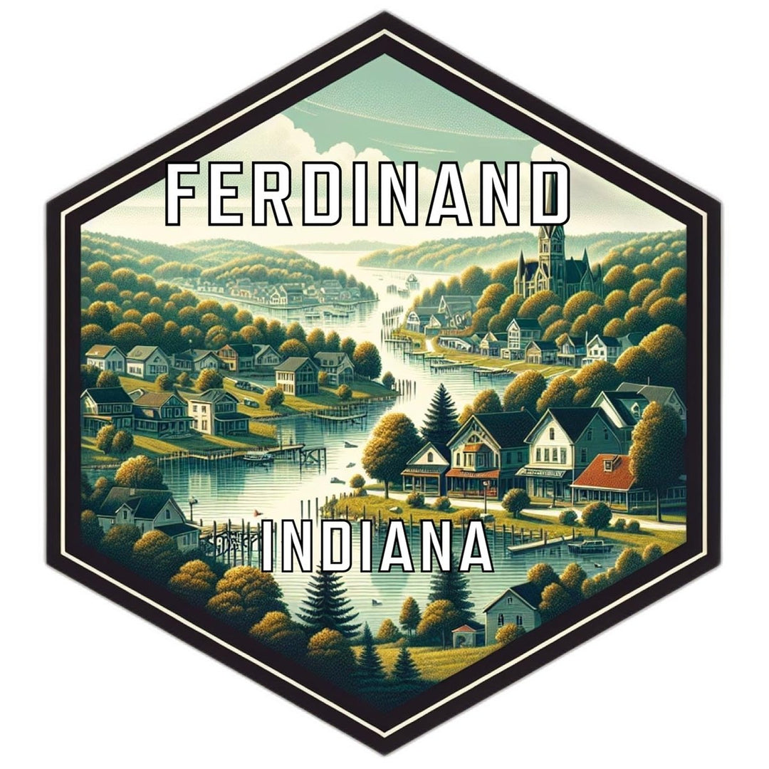 Ferdinand Indiana Souvenir Travel Destination Die Cut Hexagon Fridge Magnet Image 1