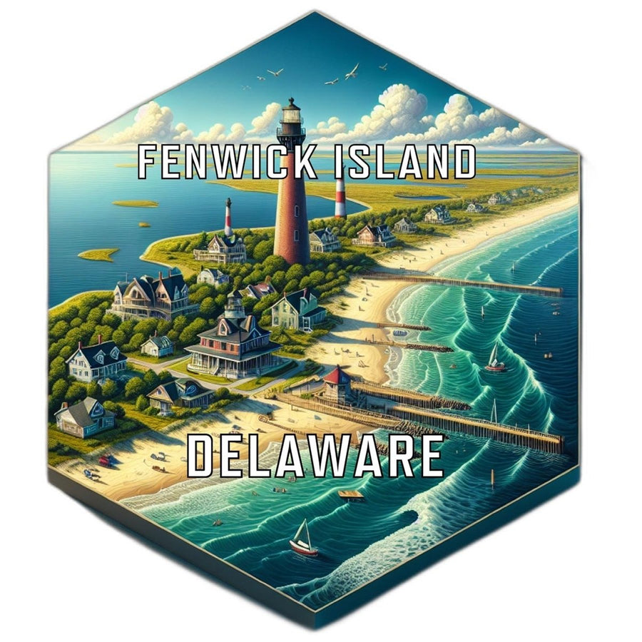 Fenwick Island Delaware Souvenir Travel Destination Die Cut Hexagon Fridge Magnet Image 1