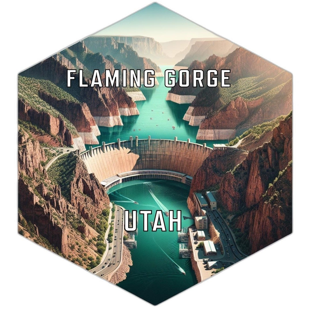 Flaming Gorge Utah Souvenir Travel Destination Die Cut Hexagon Fridge Magnet Image 1