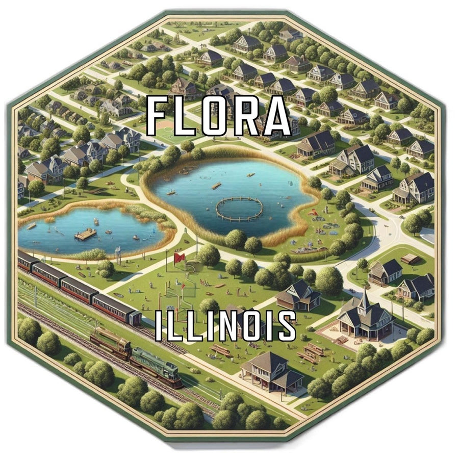 Flora Illinois Souvenir Travel Destination Die Cut Hexagon Fridge Magnet Image 1