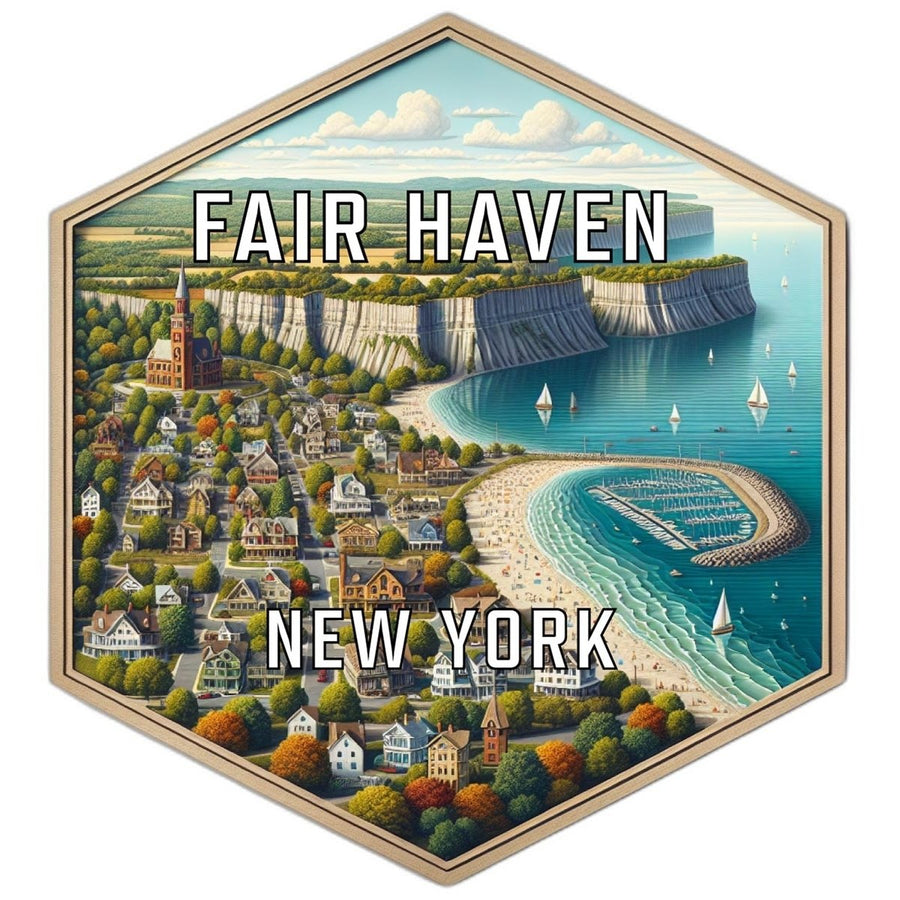 Fair Haven York Souvenir Travel Destination Die Cut Hexagon Fridge Magnet Image 1