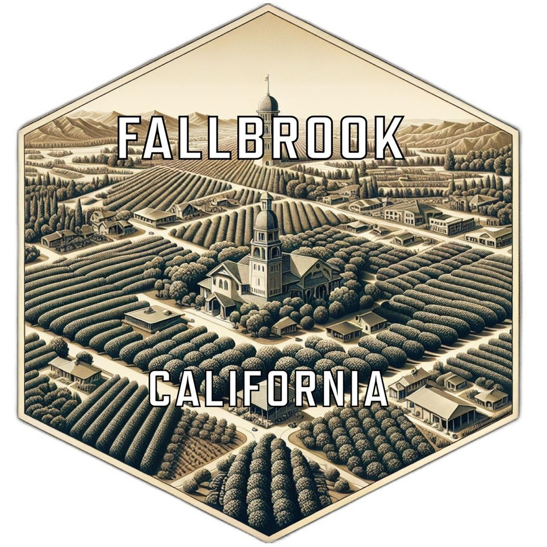 Fallbrook California Souvenir Travel Destination Die Cut Hexagon Fridge Magnet Image 1