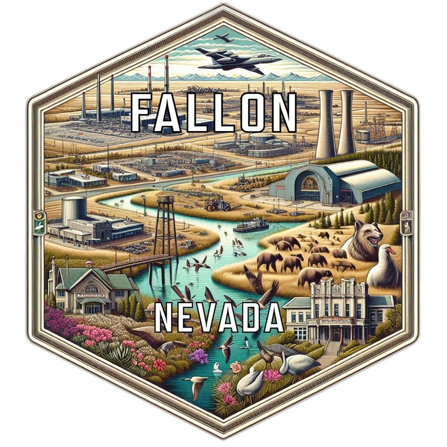 Fallon Nevada Souvenir Travel Destination Die Cut Hexagon Fridge Magnet Image 1