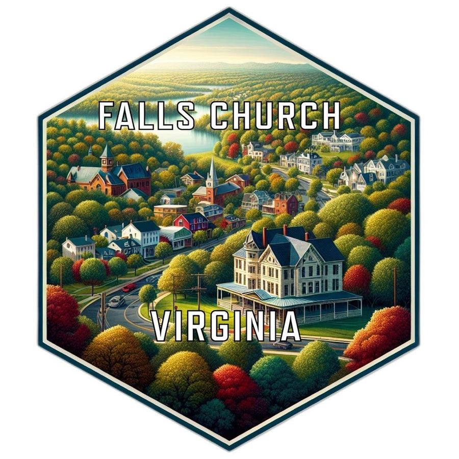 Falls Church Virginia Souvenir Travel Destination Die Cut Hexagon Fridge Magnet Image 1