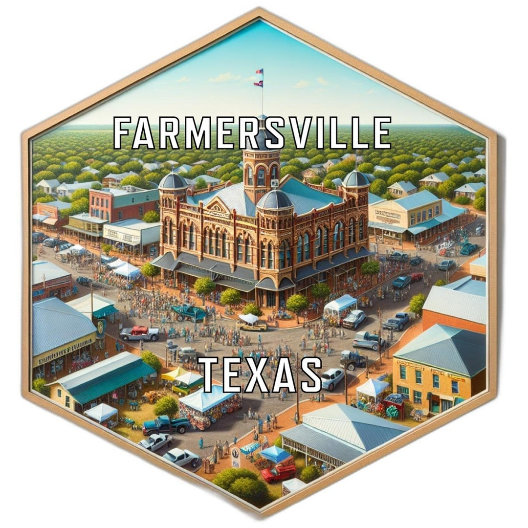 Farmersville Texas Souvenir Travel Destination Die Cut Hexagon Fridge Magnet Image 1