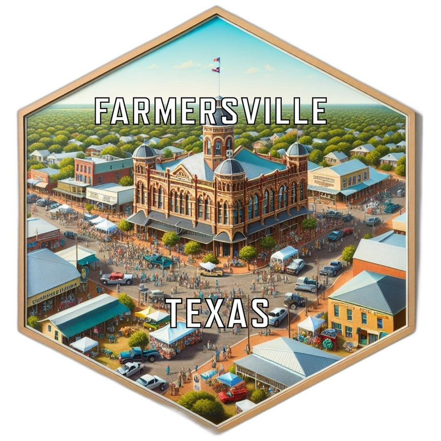 Farmersville Texas Souvenir Travel Destination Die Cut Hexagon Fridge Magnet Image 1