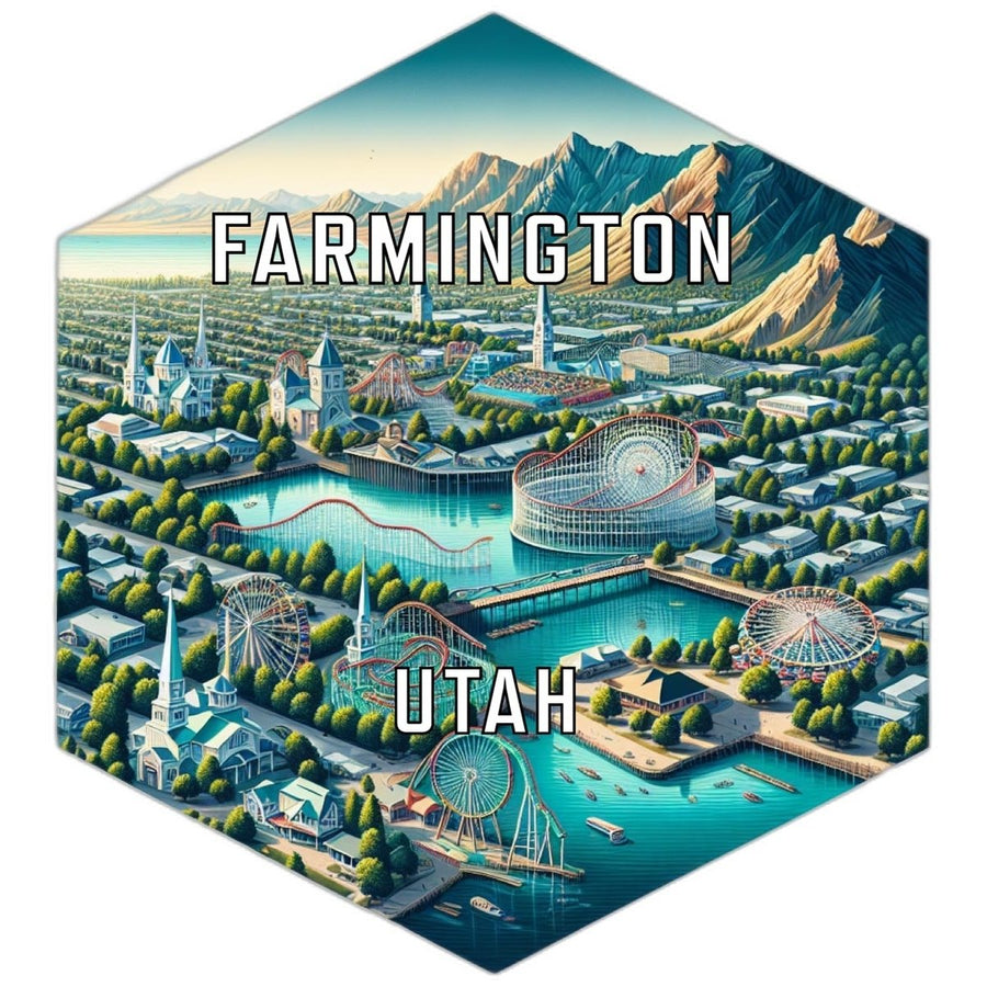 Farmington Utah Souvenir Travel Destination Die Cut Hexagon Fridge Magnet Image 1