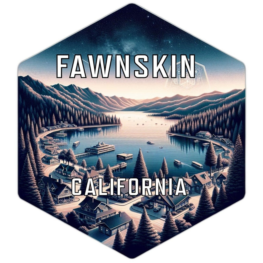 Fawnskin California Souvenir Travel Destination Die Cut Hexagon Fridge Magnet Image 1