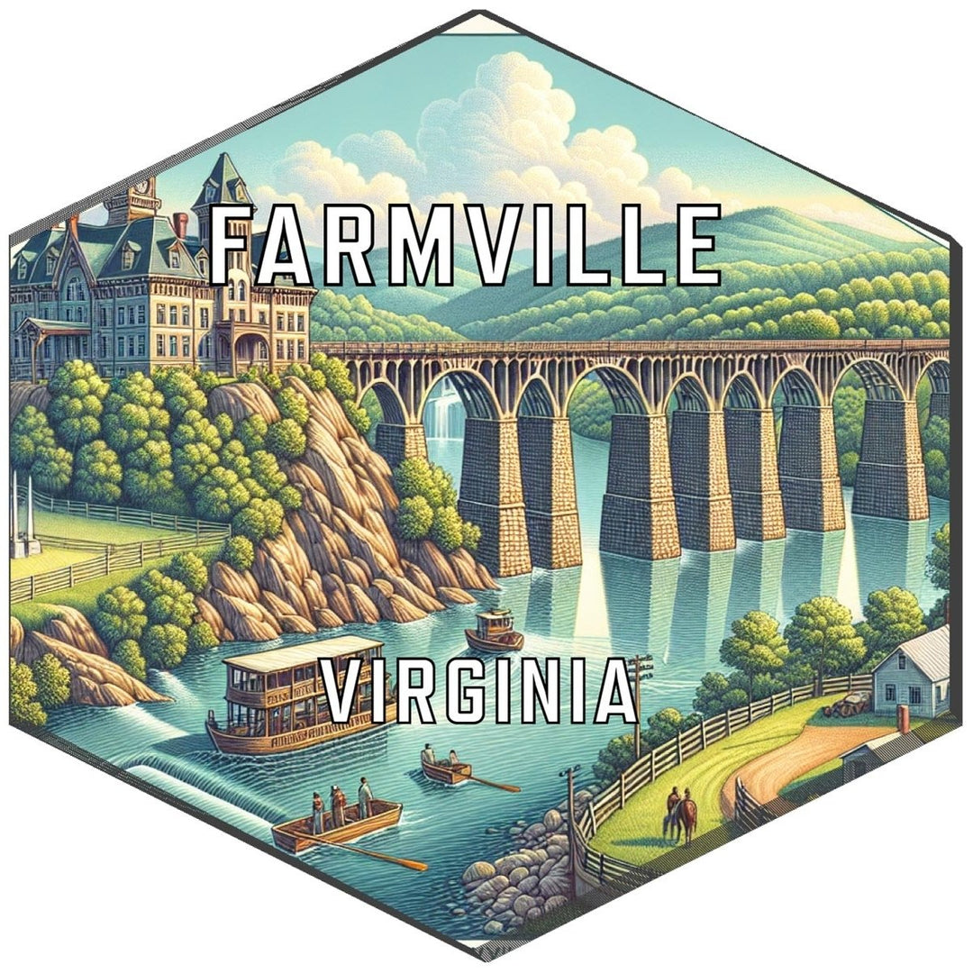 Farmville Virginia Souvenir Travel Destination Die Cut Hexagon Fridge Magnet Image 1