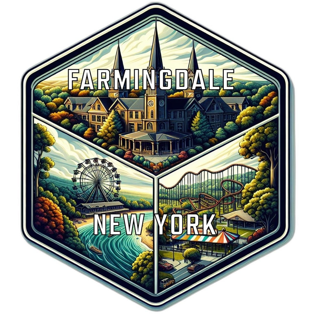 Farmingdale York Souvenir Travel Destination Die Cut Hexagon Fridge Magnet Image 1