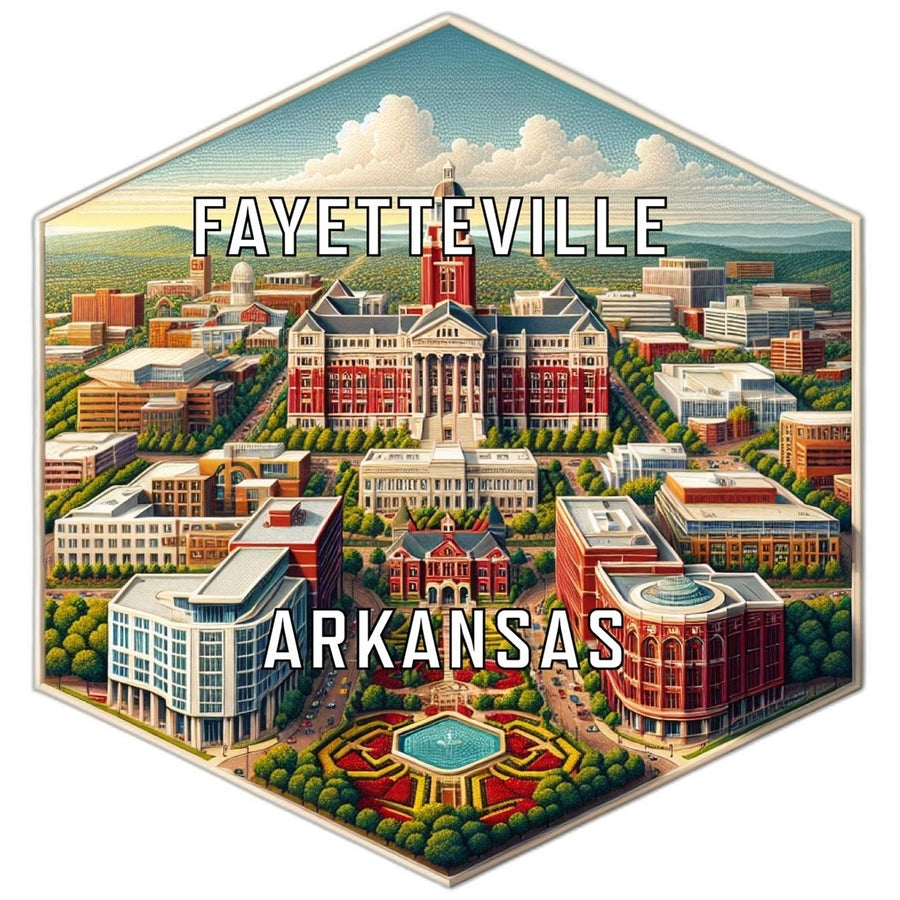 Fayetteville Arkansas Souvenir Travel Destination Die Cut Hexagon Fridge Magnet Image 1