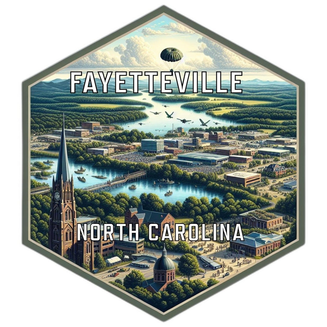 Fayetteville North Carolina Souvenir Travel Destination Die Cut Hexagon Fridge Magnet Image 1