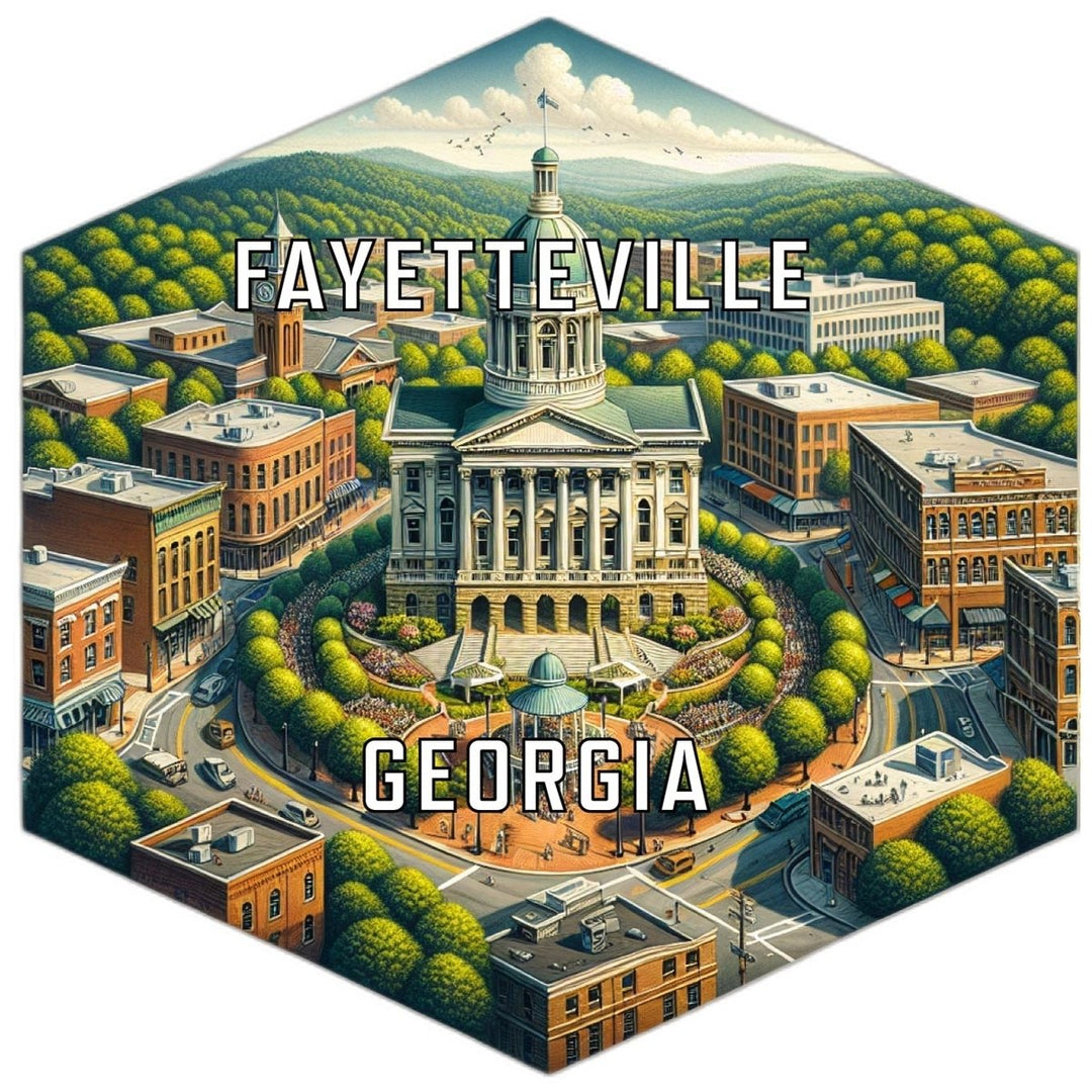 Fayetteville Georgia Souvenir Travel Destination Die Cut Hexagon Fridge Magnet Image 1