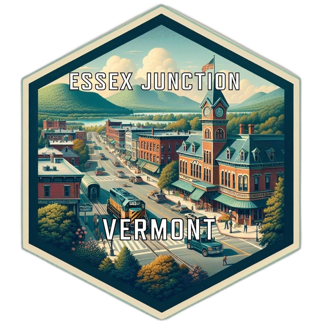 Essex Junction Vermont Souvenir Travel Destination Die Cut Hexagon Fridge Magnet Image 1