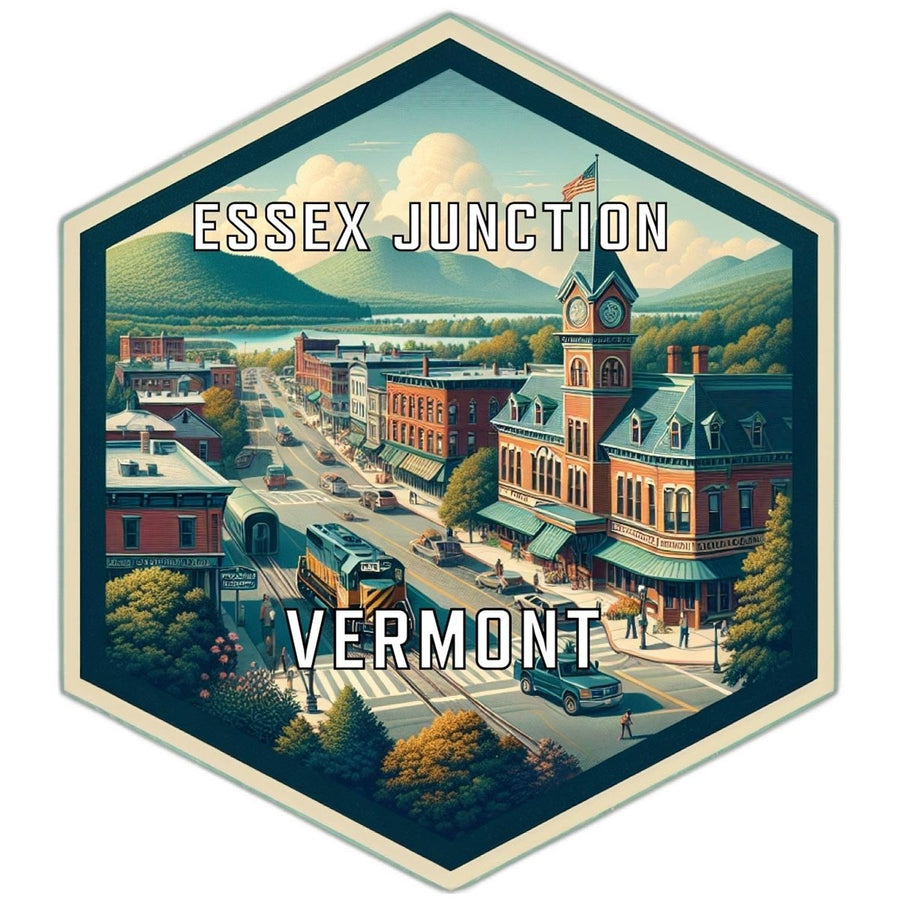 Essex Junction Vermont Souvenir Travel Destination Die Cut Hexagon Fridge Magnet Image 1