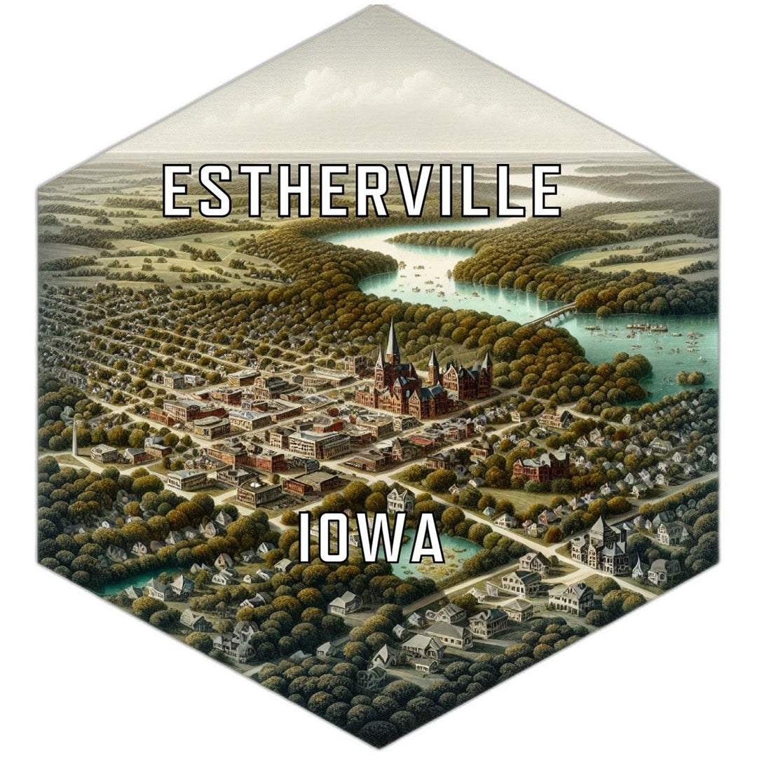 Estherville Iowa Souvenir Travel Destination Die Cut Hexagon Fridge Magnet Image 1