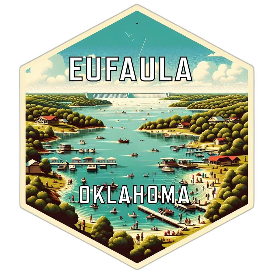 Eufaula Oklahoma Souvenir Travel Destination Die Cut Hexagon Fridge Magnet Image 1